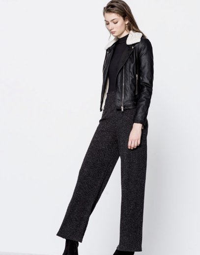 Wyprzedaże w PULL&BEAR: Spodnie palazzo z melanżowej dzianiny