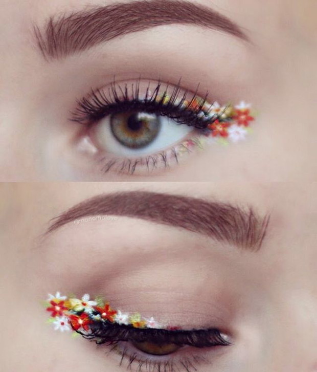 Trendy w makijażu: kwiaty zamiast eyelinera