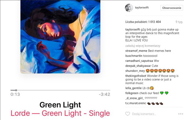 Ostatni post Taylor Swift na Instagramie przed przerwą