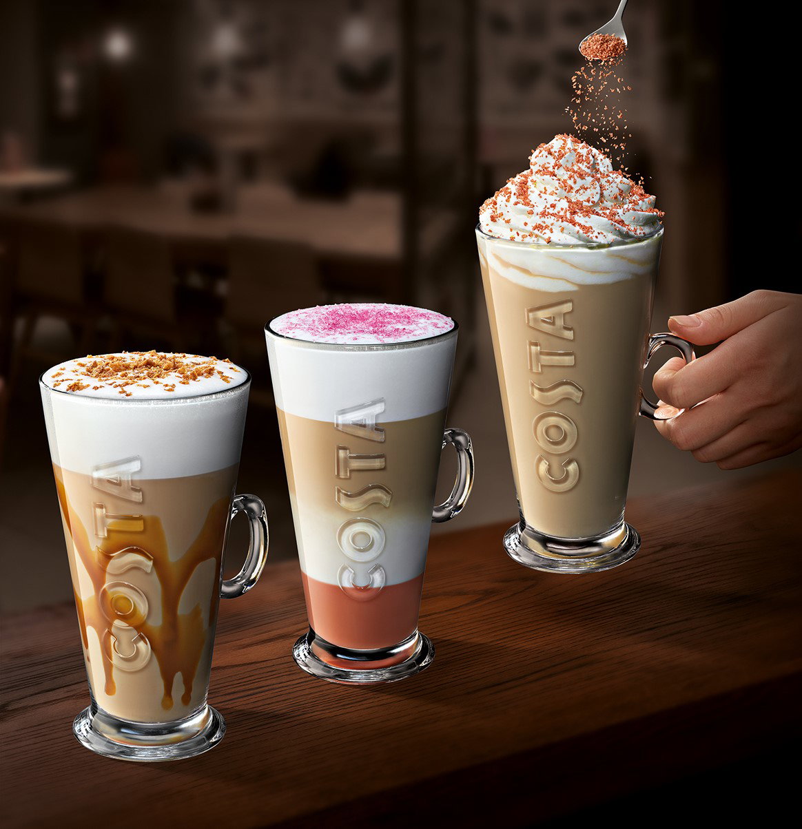 Costa Coffee Kawy Cieple French Caramel White Chocolate And Rose Coconut Latte