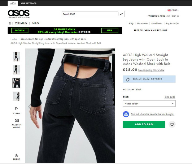 Jeansy Asos z wycięciami