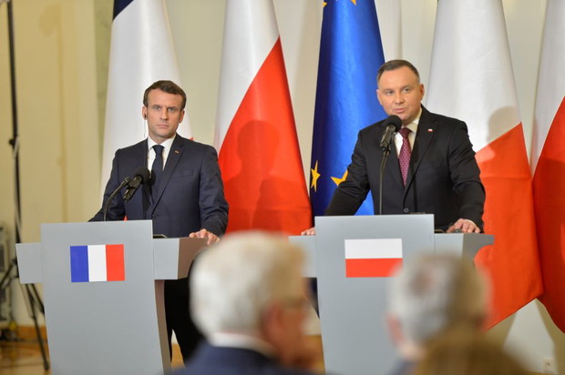Prezydent Francji Emmanuel Macron przyjechał do Polski. Spotkał się z Andrzejem Dudą.