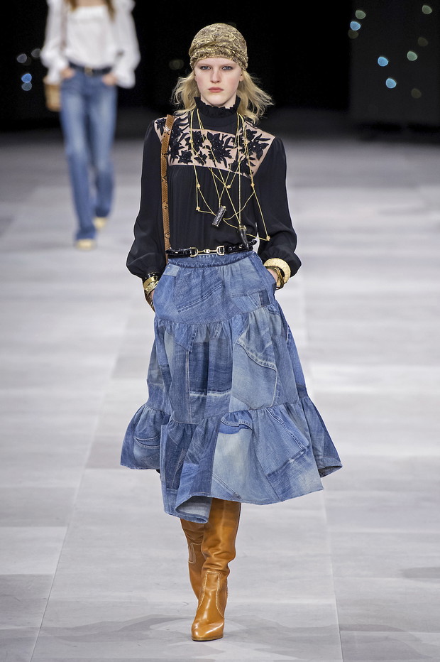 Trendy wiosna-lato 2020: Falbany i jeans / Celine
