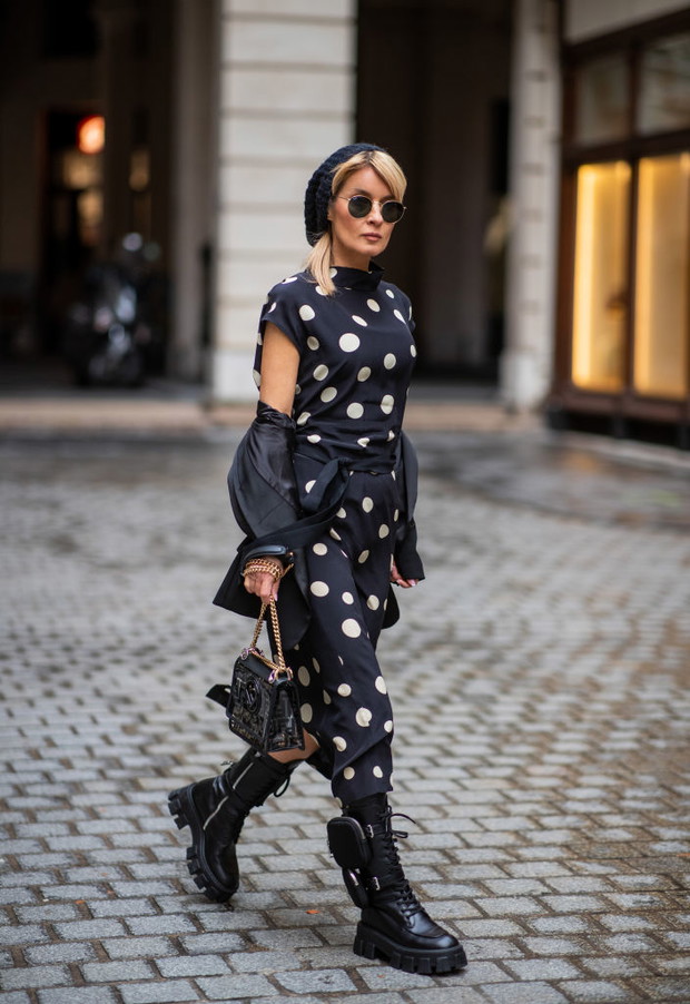Sukienka w kropki – street style.