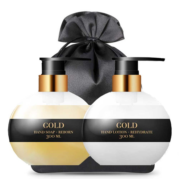 Mydło i balsam w płynie, zestaw Gold Haircare, 220 zł (przed rabatem!!!).