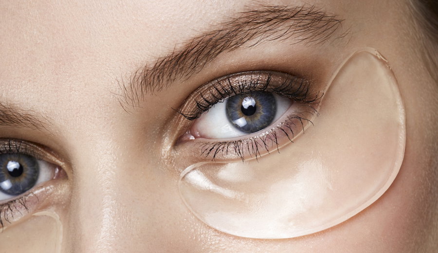 beauty shot of a beautiful woman with collagen eye mask