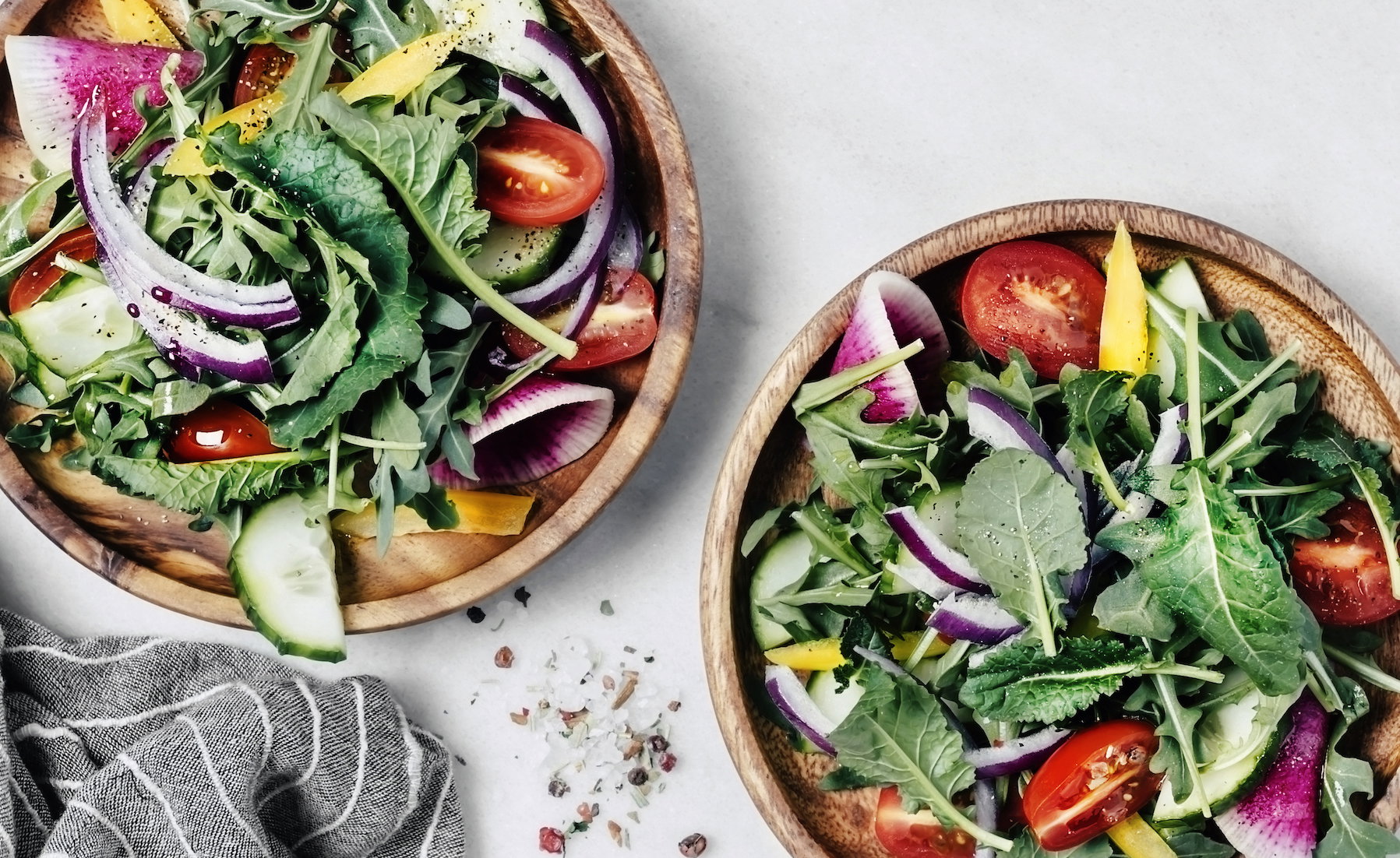 Fresh arugula and baby kale salad