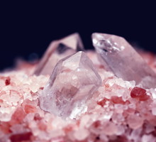 Close-Up Of Quartz Crystals With Pink Sault