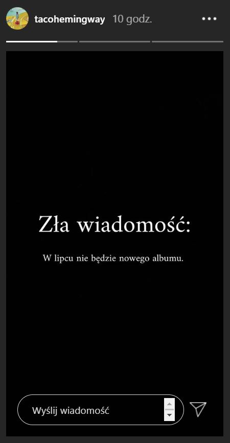 Taco Hemingway przekazał fanom (pozornie) smutną wiadomość.