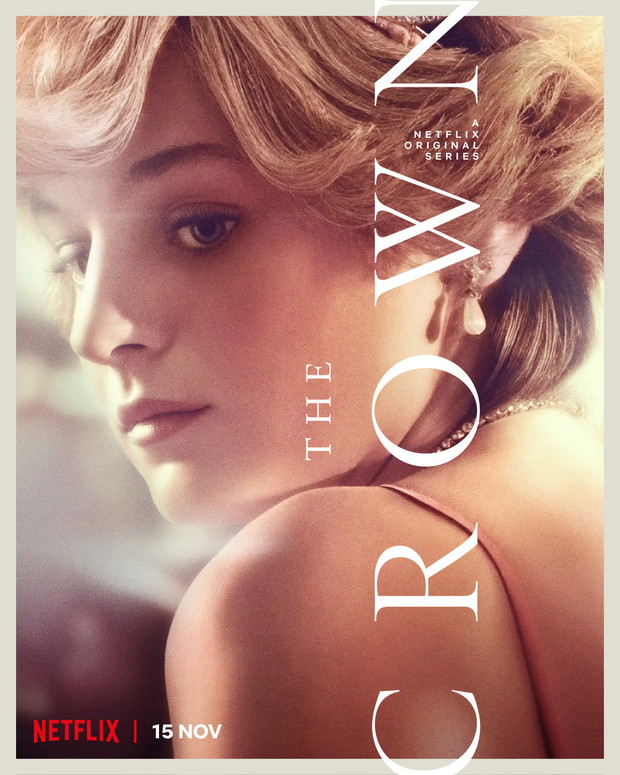 Plakaty promujące „The Crown 4”: Emma Corrin jako księżna Diana.
