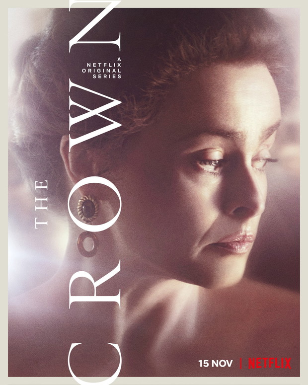 Plakaty promujące „The Crown 4”: Helena Bonham Carter jako księżniczka Małgorzata.
