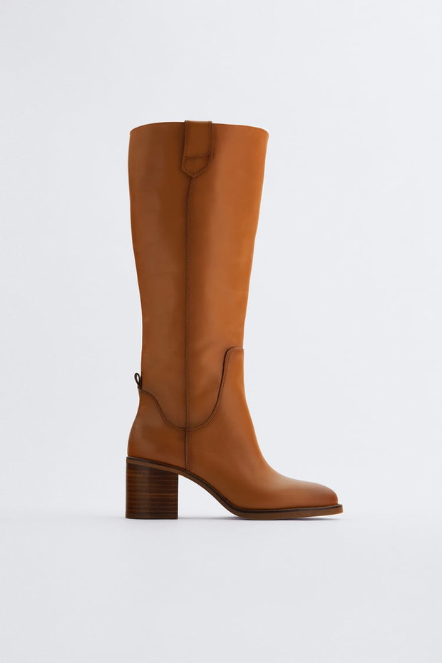 Skórzane kozaki, Zara, 299 zł (nowa cena)