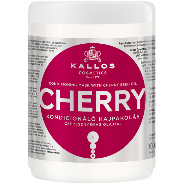Najlepsze kosmetyki do pielęgnacji włosów z Hebe: Nawilżająca maska do włosów Kallos Cherry, cena w okresie 11.02-31.03.2021: 10,99 zł