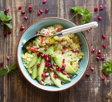 Vegan bulgur salad in bowl
