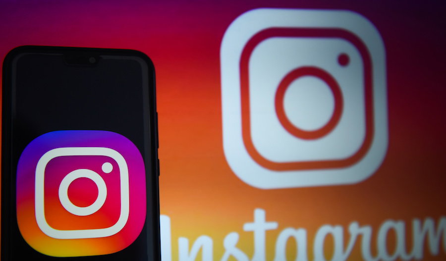 Instagram logo is seen on an android mobile phone