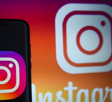 Instagram logo is seen on an android mobile phone