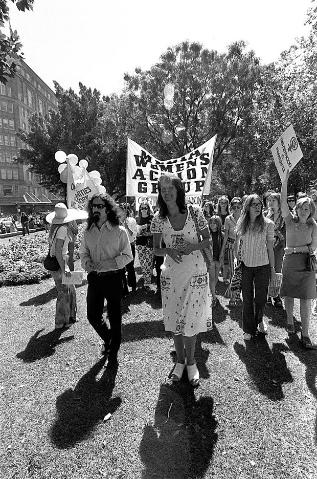Germaine Greer at a women's liberation march, 11 March 1972. SMH Picture by BER