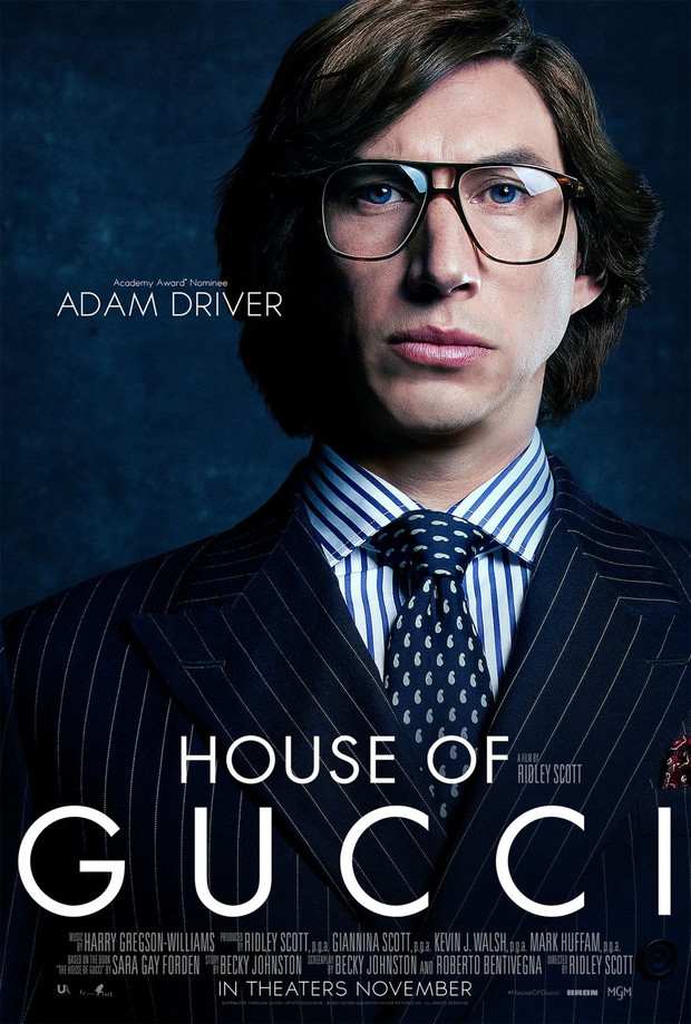 Plakat do filmu „House od Gucci”: Adam Driver