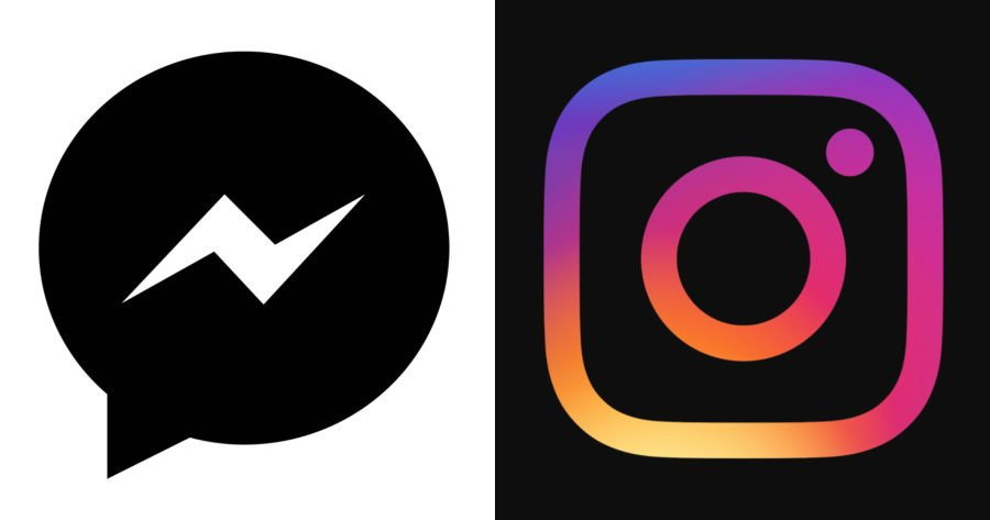 Czarny Messenger i Instagram