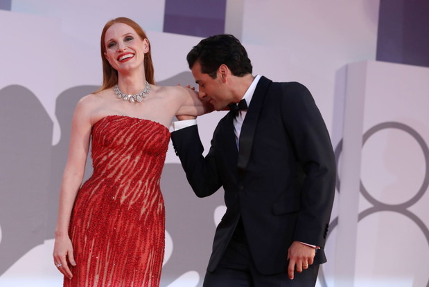 Jessica Chastain i Oscar Isaac na 78. Festiwalu Filmowego w Wenecji 2021.