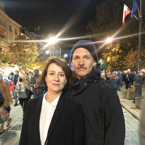 Maja Ostaszewska na proteście po wyroku Trybunału Konstytucyjnego