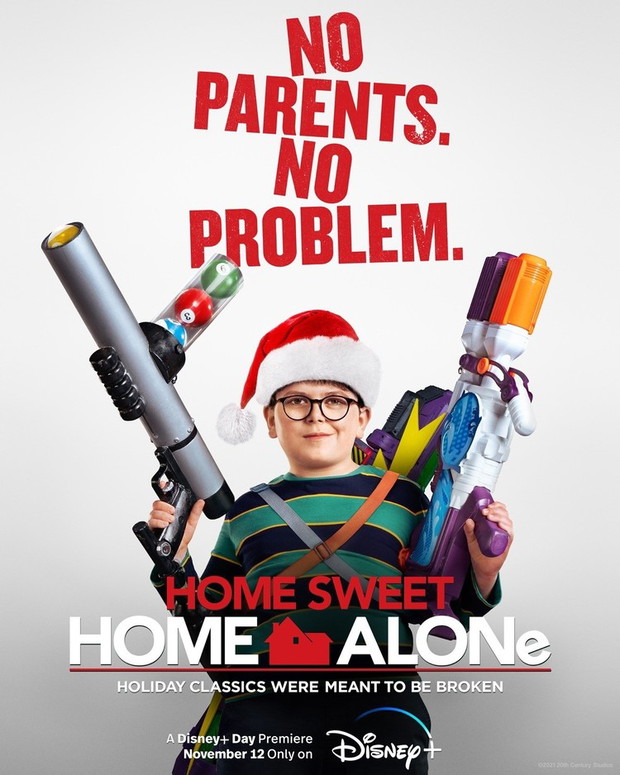 „Home Sweet Home Alone” – plakat reboota filmu „Kevin sam w domu”.