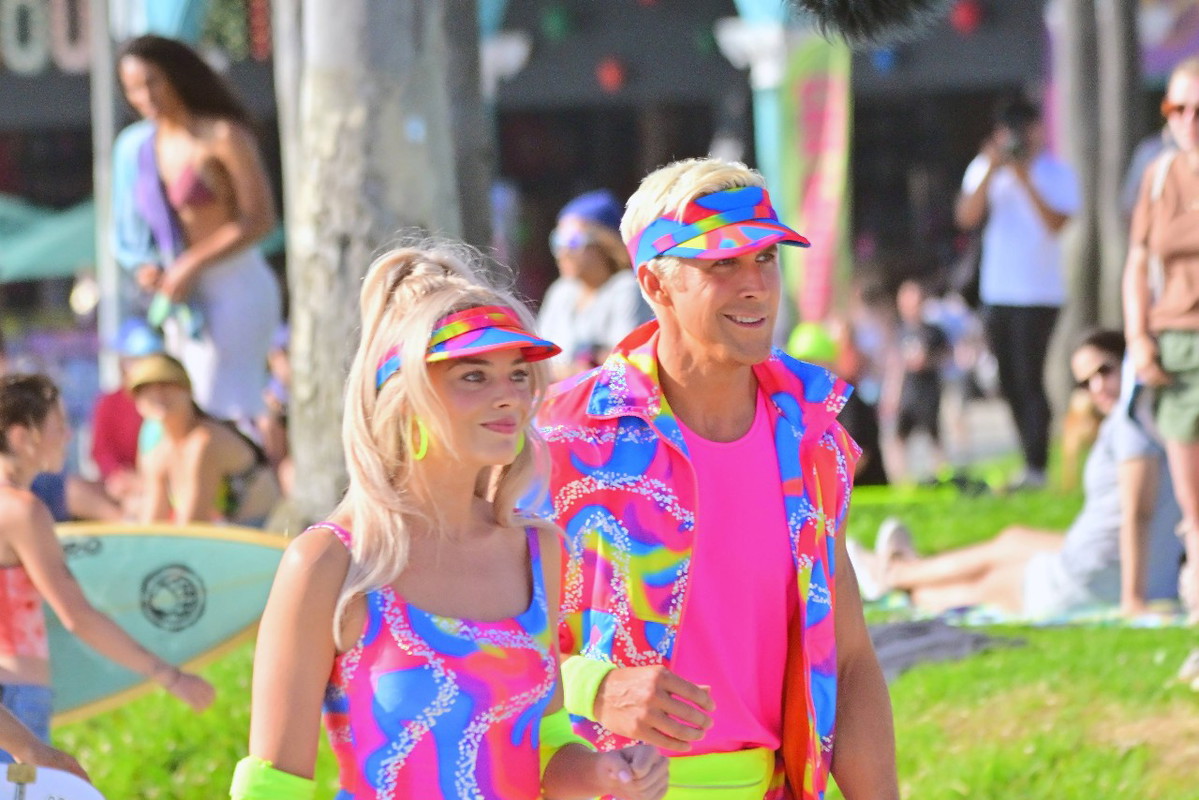Margot Robbie i Ryan Gosling na planie filmu „Barbie”