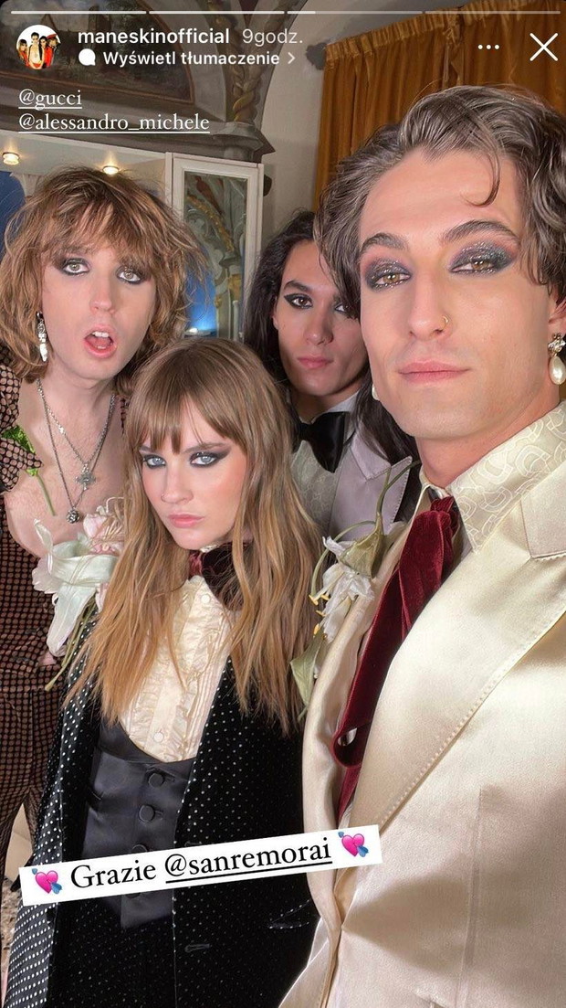 Występ Maneskin na Festiwalu Piosenki Włoskiej w San Remo 2022
