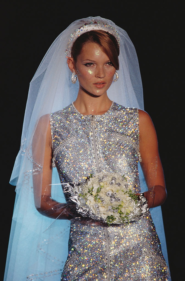 Kate Moss Modeling Versace Wedding Dress