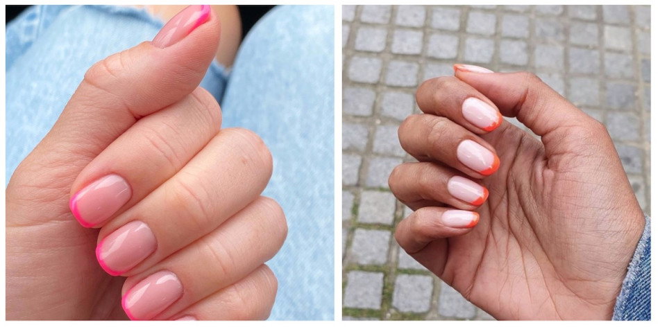 Zapomnijcie o klasycznym frenchu, teraz nosi się... neon French manicure! To jedne z najmodniejszych paznokci 2021 roku