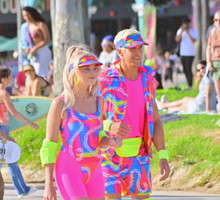 Margot Robbie i Ryan Gosling na planie filmu „Barbie”