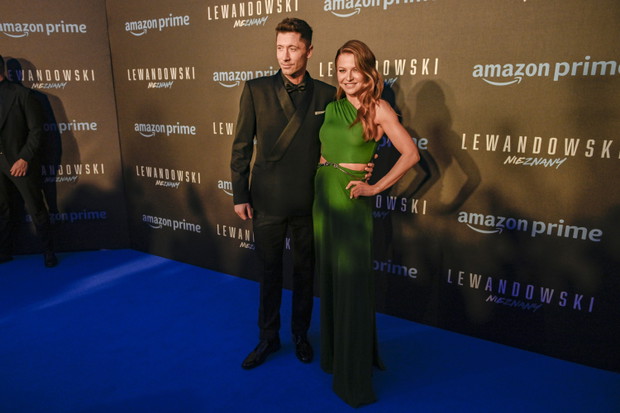 Robert Lewandowski i Anna Lewandowska na premierze filmu „Lewandowski – nieznany”