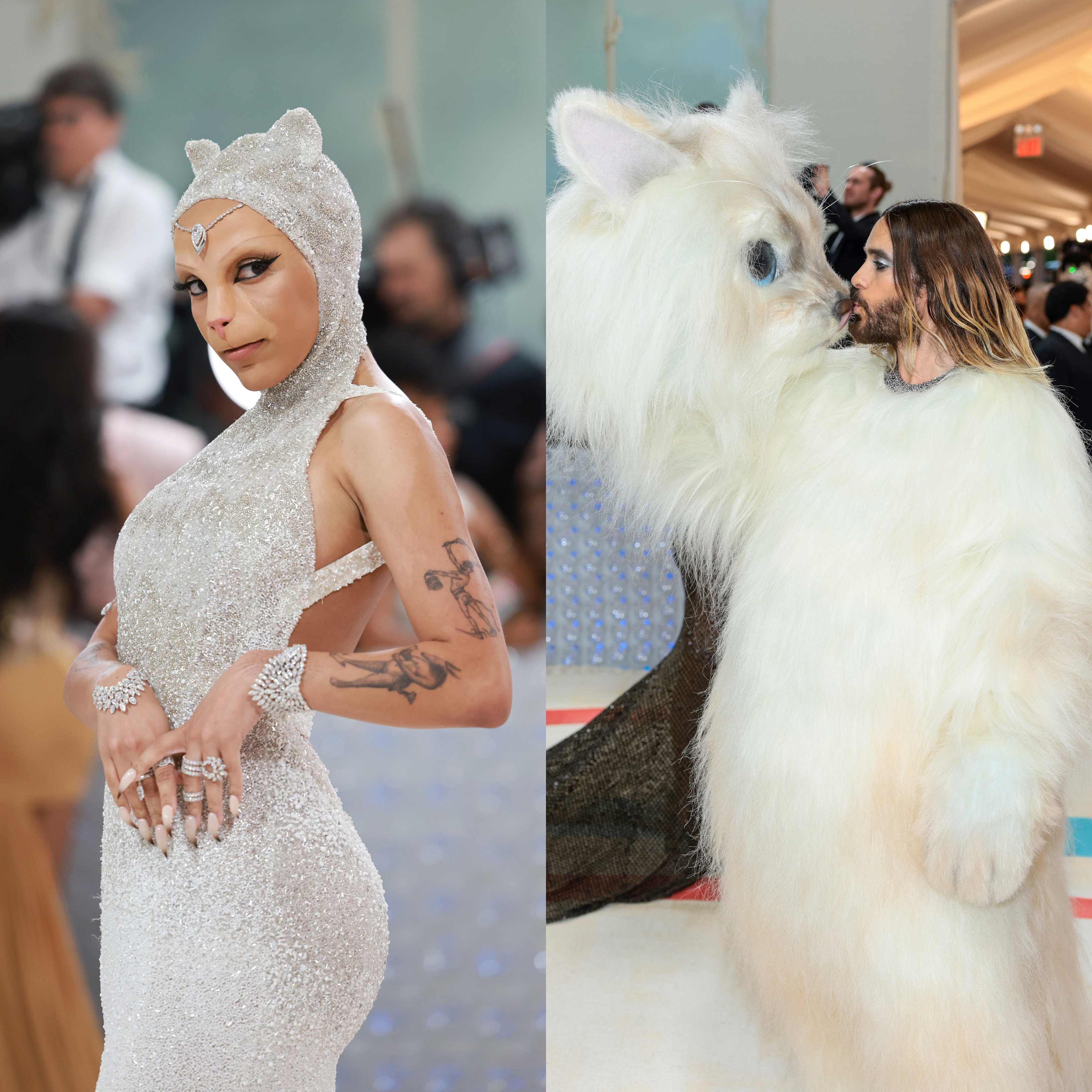 Met Gala 2023: Doja Cat i Jared Leto jako Choupette. Gwiazdy skradły show, wcielając się w kotkę Lagerfelda