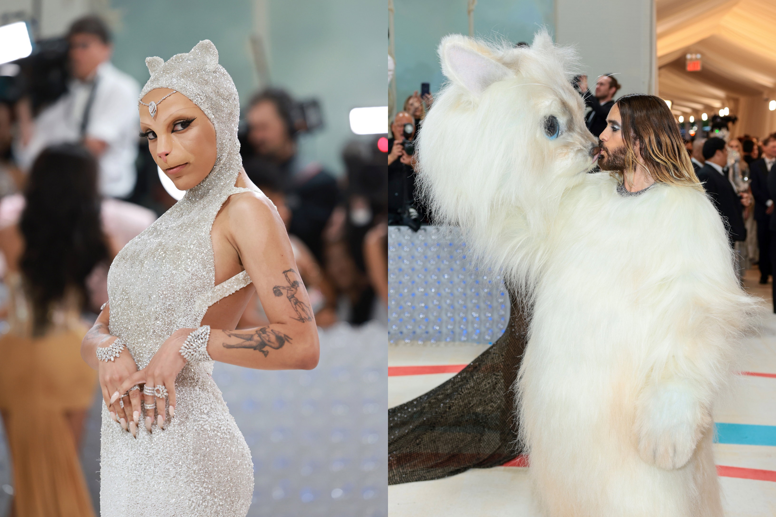 Met Gala 2023: Doja Cat i Jared Leto jako Choupette. Gwiazdy skradły show, wcielając się w kotkę Lagerfelda