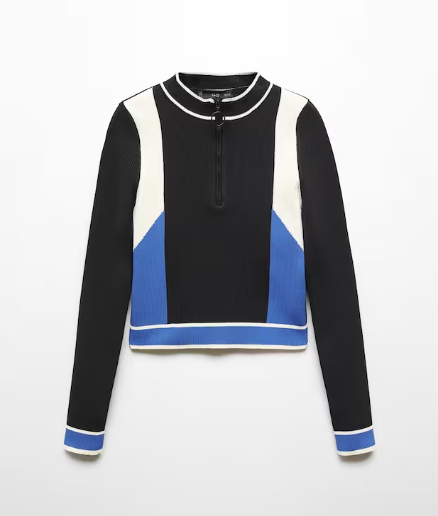Sweter w prążek w sportowym stylu, Mango, 199,99 zł