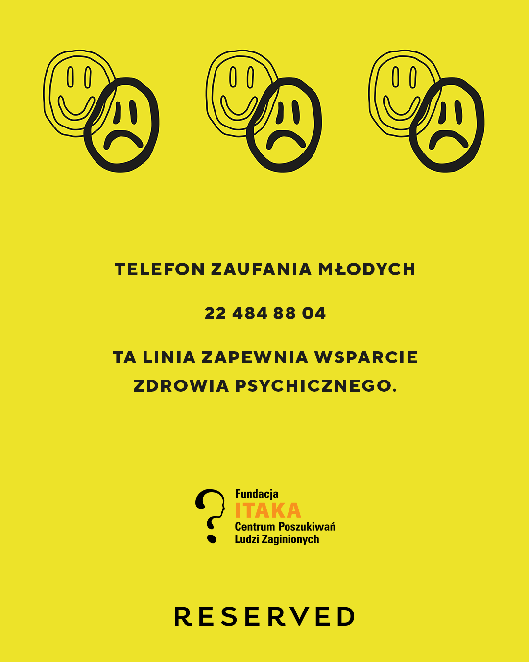 Reserved i Fundacja Itaka w akcji charytatywnej na rzecz walki z psychicznymi skutkami pandemii. Telefon Zaufania Młodych