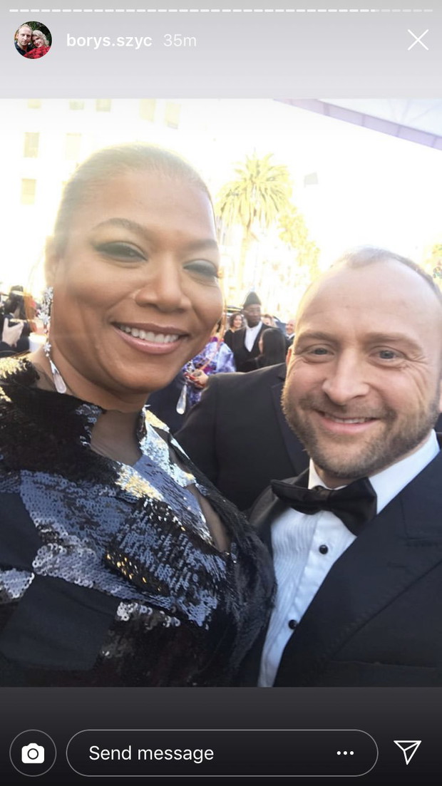 Borys Szyc i Queen Latifah na gali Oscarów 2019.