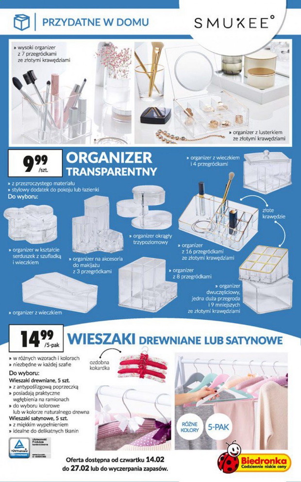 W Biedronce znajdziecie 8 organizerów na kosmetyki i nie tylko w różnych rozmiarach. Cena każdego z nich to 9,99 zł!