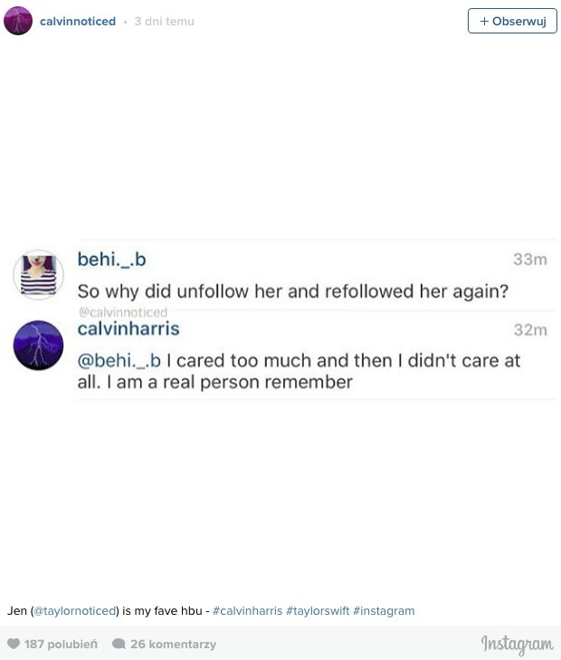 Calvin Harris odpowiada fanom na komentarze