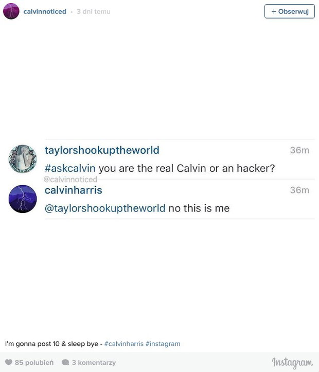 Calvin Harris odpowiada fanom na komentarze