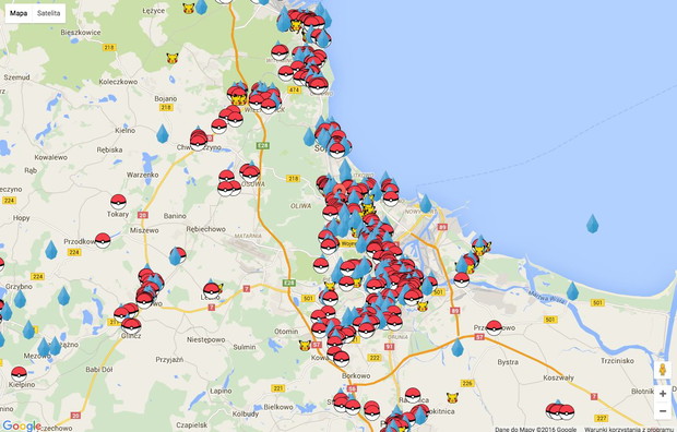 Lokalizacje Pokemon Go - Gdańsk