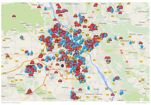 Lokalizacje Pokemon Go - Warszawa