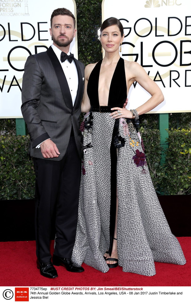 Jessica Biel w Elie Saab i Justin Timberlake