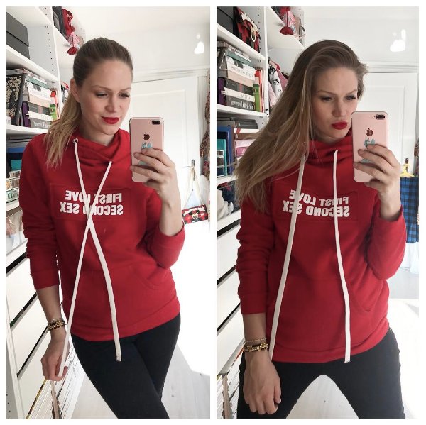 Zofia Ślotała w bluzie Łukasza Jemioła