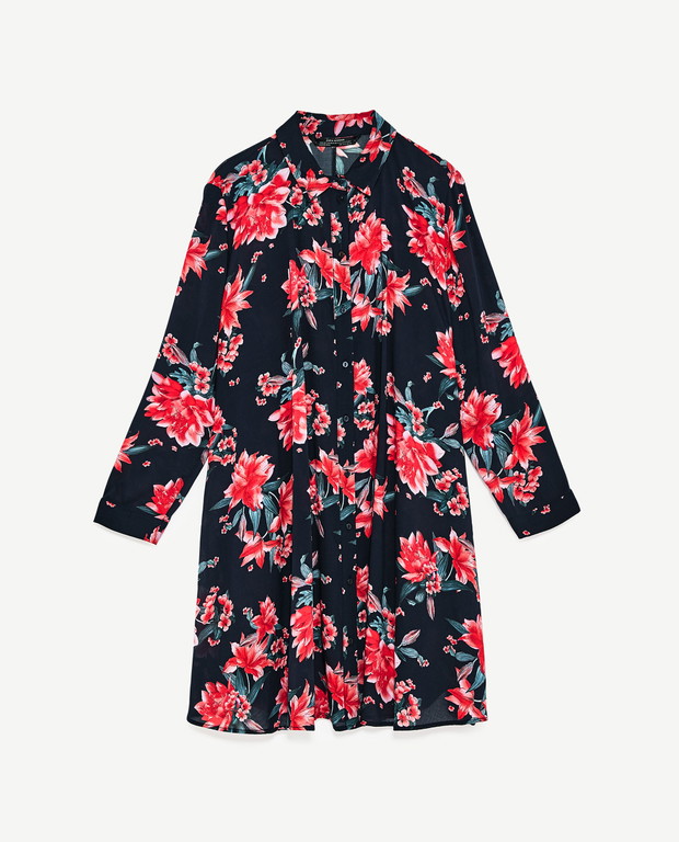Koszulowa sukienka w kwiatowy print z kolekcji Zara