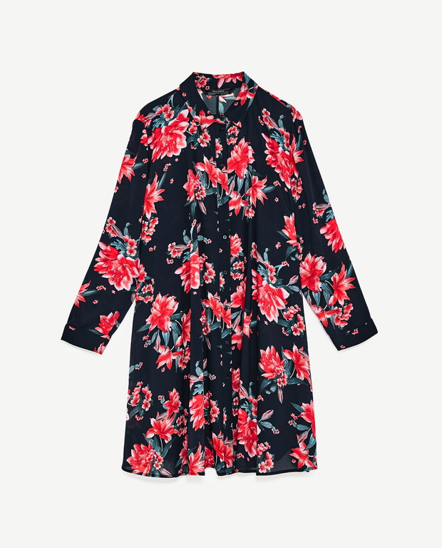 Koszulowa sukienka w kwiatowy print z kolekcji Zara