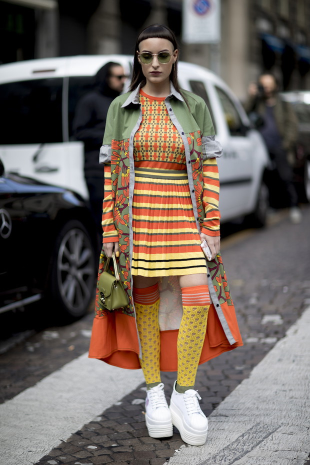 Moda uliczna Milan Fashion Week wiosna-lato 2018