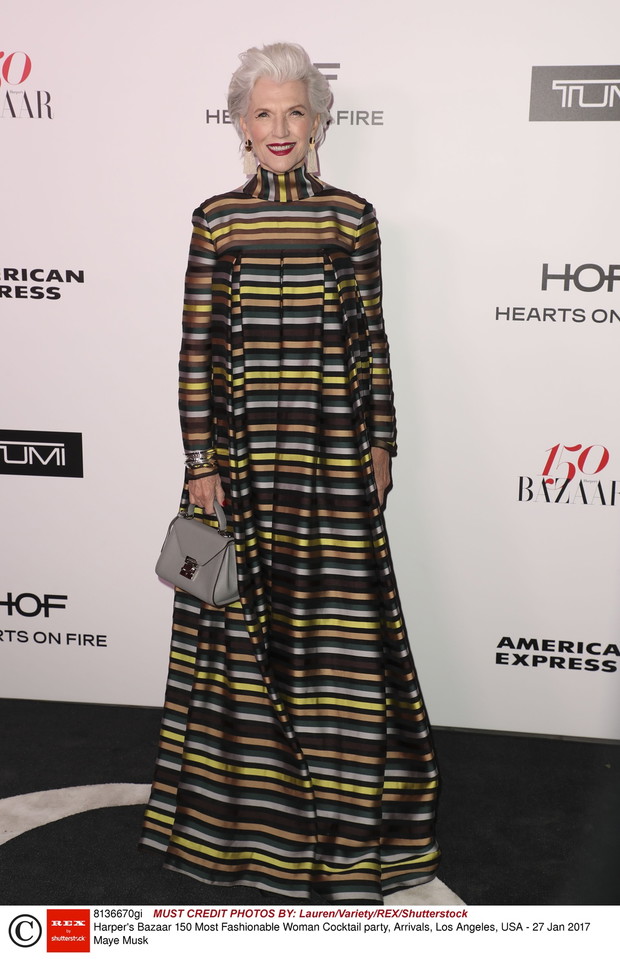 Maye Musk po pokazie uczestników Project Runway wiosna-lato 2018 na New York Fashion Week