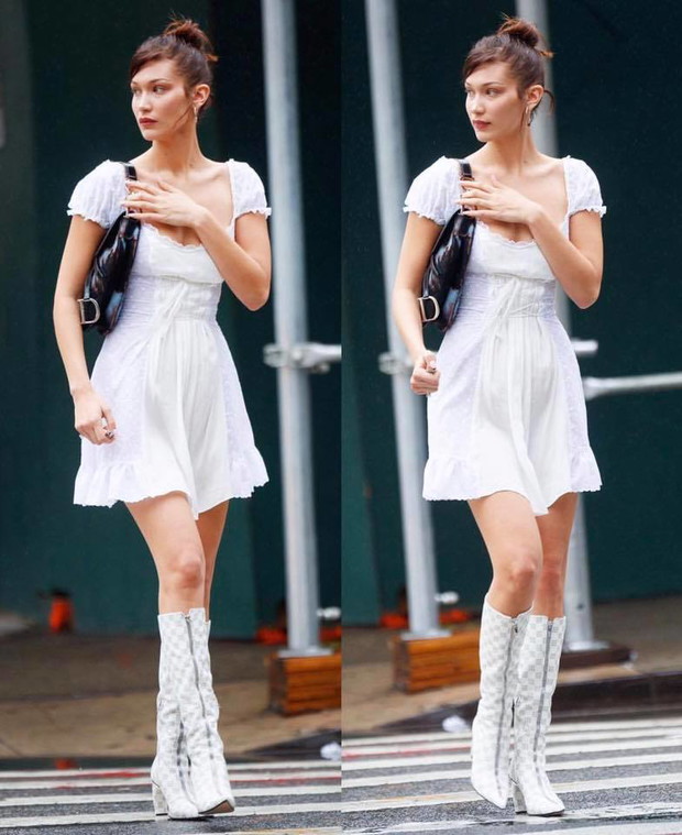 Bella Hadid w butach Misbhv w dniu swoich 21. urodzin