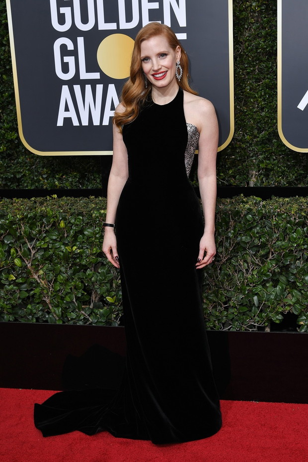 Gwiazdy Złote Globy 2018: Jessica Chastain w kreacji Giorgio Armani